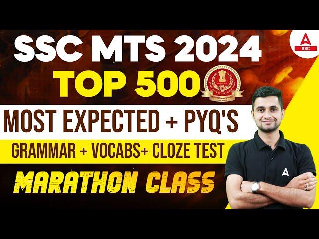 SSC MTS 2024 Top 500 Most Expected + PYQ'S Grammar + Vocabs+ Marathon class BY SHANU SIR