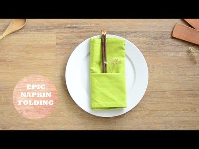 How to Fold a Simple Pocket Napkin - 1 minute tutorial  - Episode 2