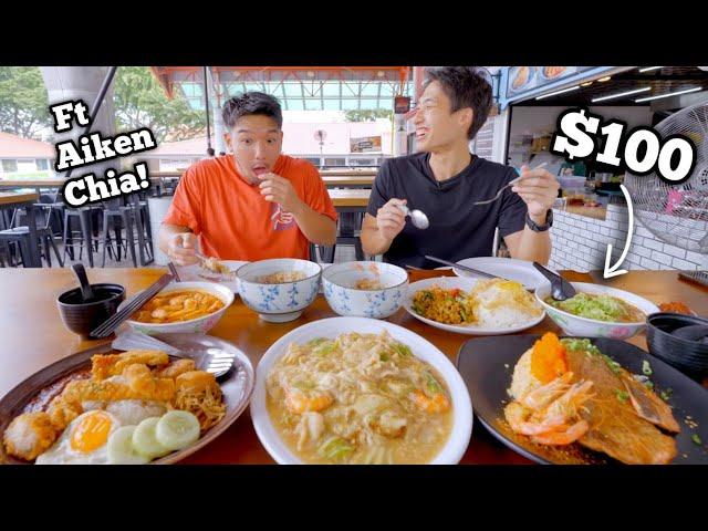 $100 Bedok Marketplace Food Challenge ft Aiken Chia! | ORDERING EVERY STALL! | Singapore Street Food