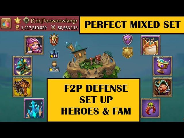 Lords Mobile - MIXED SET AND DEFENSE SET UP  -   F2P guide for optimized gears, heroes and familiars