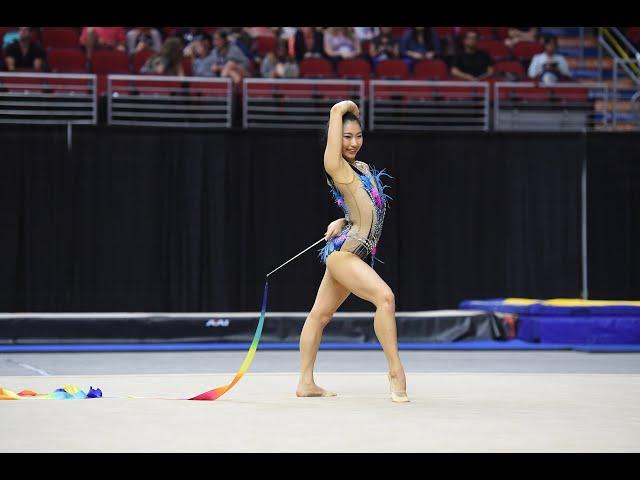 19-year-old Elena Shinohara Ribbon at US National Championships 2019 新体操全米選手権リボン