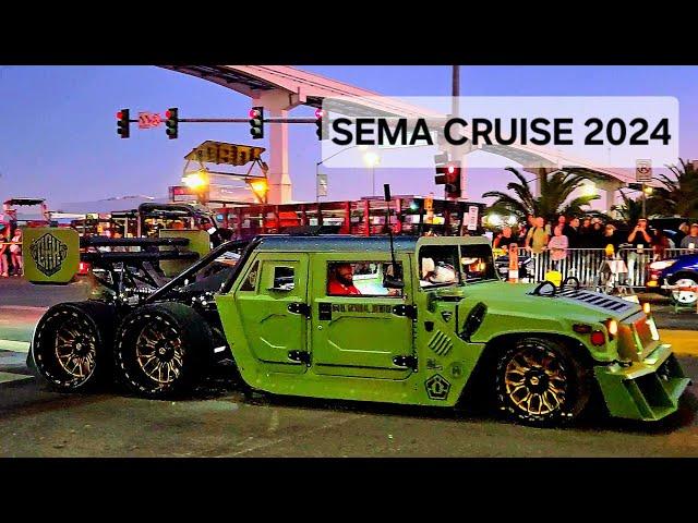  SEMA CRUISE NIGHT 2024 | EPIC Lineup of Custom Cars & Trucks roll out from Las vegas Convention...