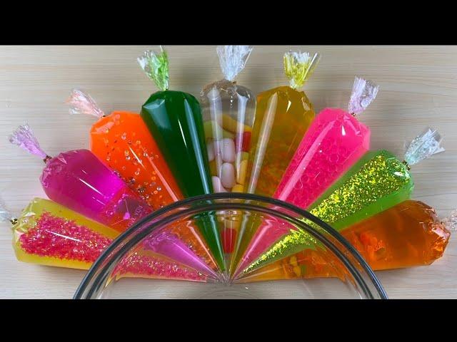 Making Sunset Color Clear Slime With Piping Bags | Satisfying Asmr Slime Video #0263