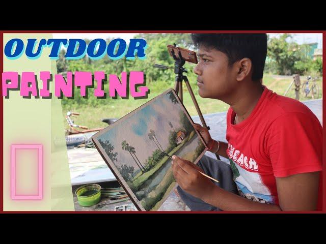 Outdoor Painting @subhojitMondalArt Watercolor Painting in Outdoor // Drawing