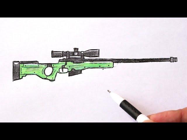 How to draw  AWP sniper weapon step by step easy | Ehedov Elnur