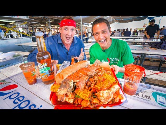 Giant 11 Pound SEAFOOD MOUNTAIN!!  Shrimp Tray + King Crab in Los Angeles w/ Sonny!!