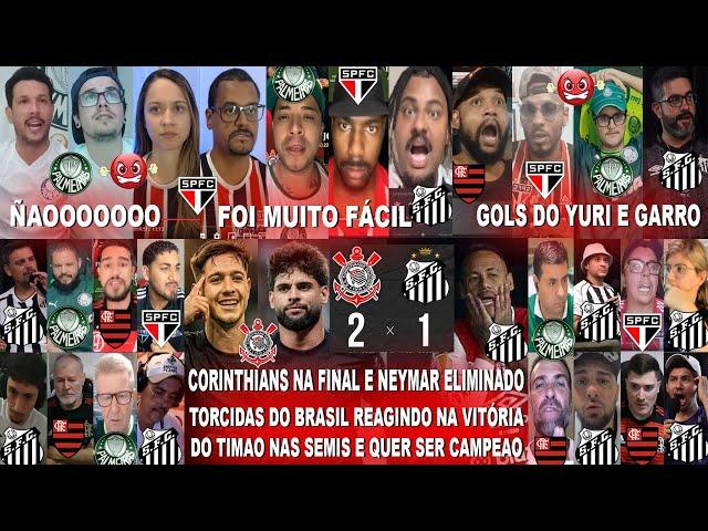 TORCIDAS DO BRASIL AO CORINTHIANS 2X1 SANTOS - GOLS DO YURI E GARRO - SANTISTAS E NEYMAR ELIMINADOS