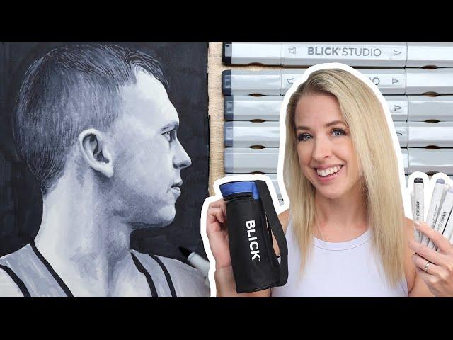 Realistic Portrait Drawing with Blick Studio Grey Markers REVIEW