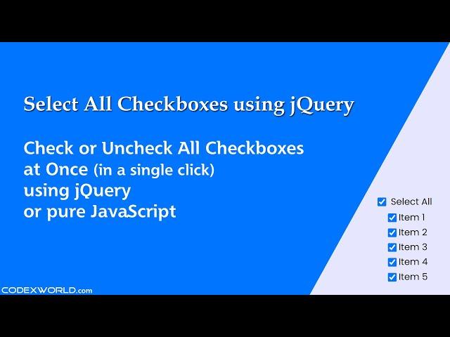 Select or Deselect All Checkboxes using jQuery/JavaScript