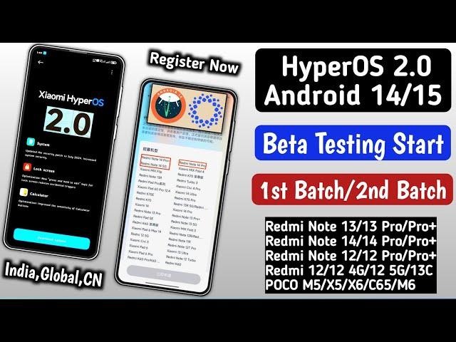 HyperOS 2.0 & Android 14/15 Beta Testing Start/HyperOS 2.0 1st Batch Update & Device's List/Redmi/Xi