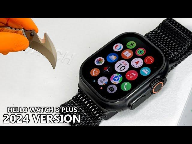 New Hello Watch 3 Plus 2024 Black Unboxing & Review (ChatGPT/watchOS Icons/1GB ROM/TWS) - ASMR