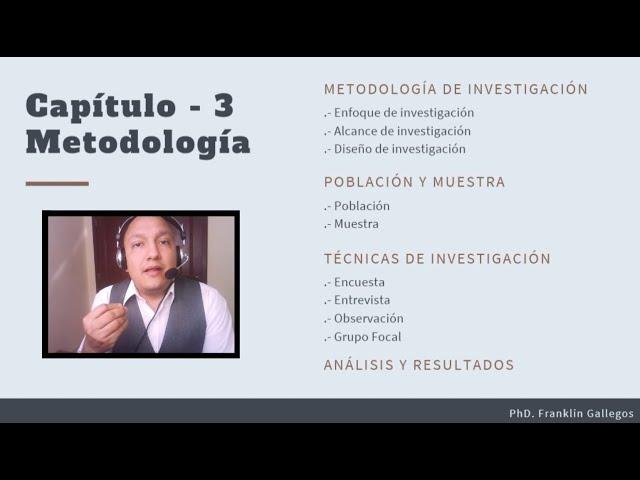 Desarrollo del capítulo 3. Metodología de investigación.