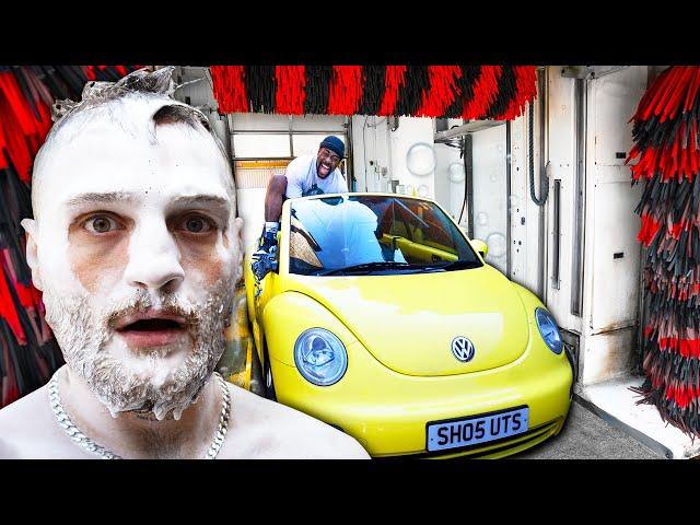 TGF Driving A Convertible Car Through A Car Wash