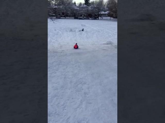 Marisa and Liam sledding on New Year's Day 2017