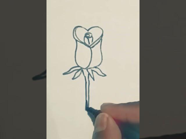 Rose Drawing | Rose draw shorts | How To Draw A Rose | Flower Design Drawing | Flower Art | #shorts