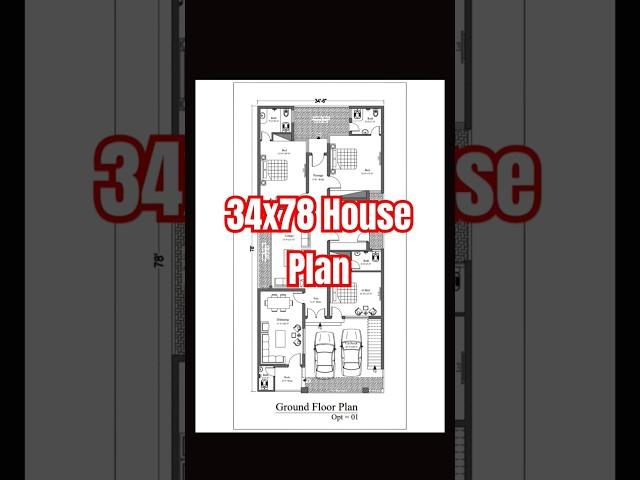 34 x 78 House Plan Design, 34x78 Floor Plan Design #ytshorts #foryou