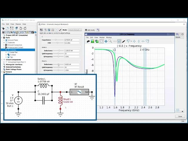 Tune a Fixed-Band Matched Antenna Using XFdtd’s Schematic Editor