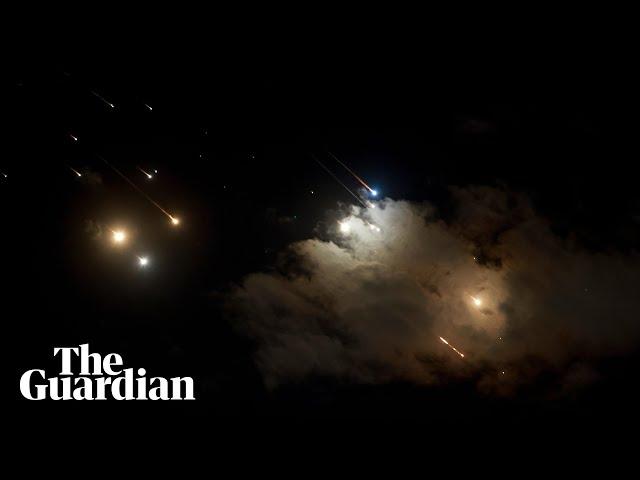 Moment hundreds of Iranian missiles fly over Israel