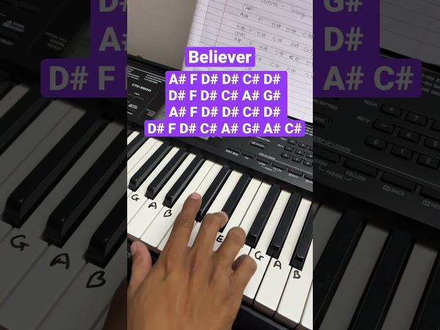 How to play Believer on piano with easy simple notes #believer #shorts #pianolesson #piano