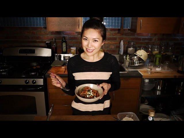 Chickpeas with Sweet Roasted Peppers and Feta I Debbie Wong's Wok and Gong