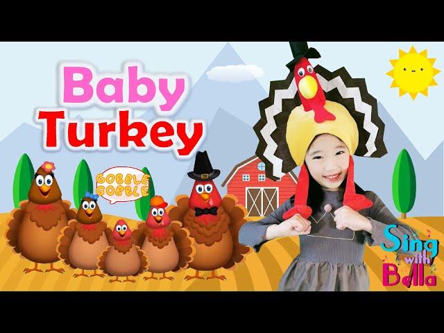 Baby Turkey with Lyrics （Baby Shark）| Kids Thanksgiving Song | Turkey Song | Sing with Bella