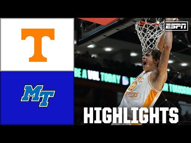 Middle Tennessee Blue Raiders vs. Tennessee Volunteers | Full Game Highlights | ESPN CBB