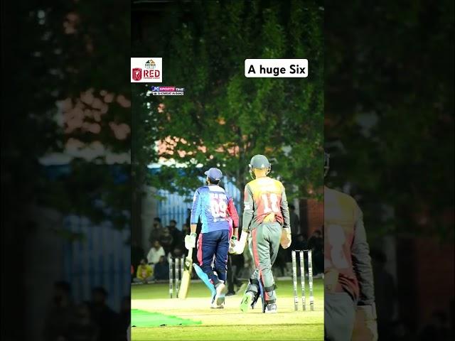 Mohammed Mudasir hit a huge six during the Khyber Red Premier League at Delhi Public School Srinagar