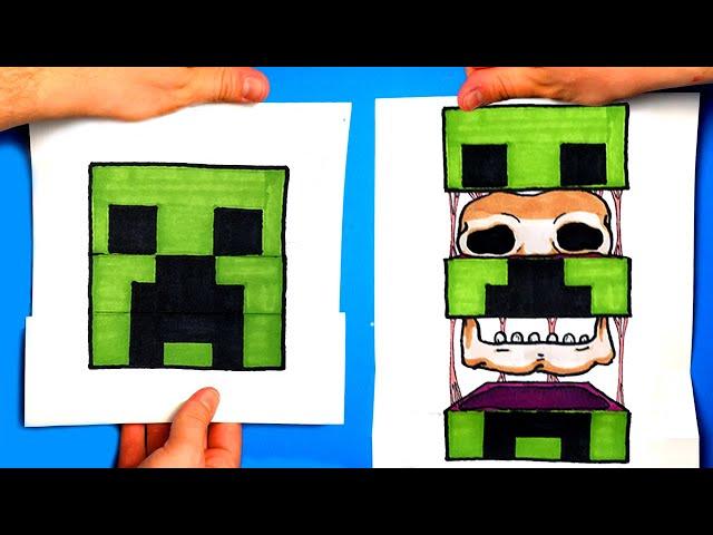 How to Draw a MINECRAFT CREEPER SURPRISE FOLD #shorts