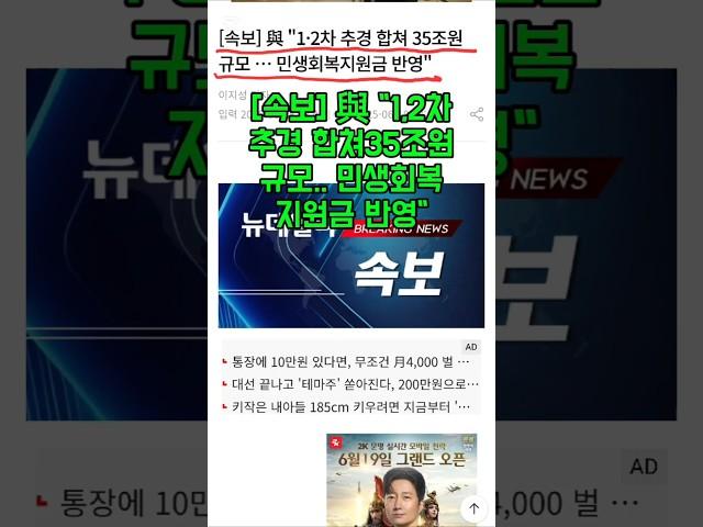 [속보] 與 "1,2차추경 합쳐 35조원 규모.. 민생회복지원금 반영"