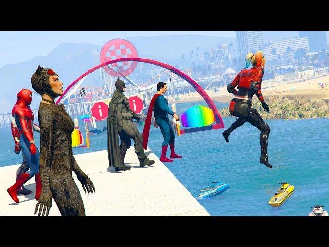 Superheroes THE AWESOME EVENT - EXTREME OBSTACLE RACES (GTA 5 Funny Superhero Contest)