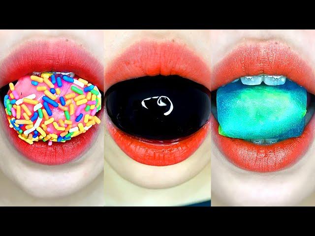 asmr ICE LEMON ADE APPLE GUMMY POP IT CHOCOLATE MARSHMELLO LIP GUMMY KYOHO JELLY eating sounds