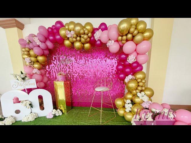 How To Shimmer Wall + Balloon Garland | Fuchsia  Pink 60th Birthday Party