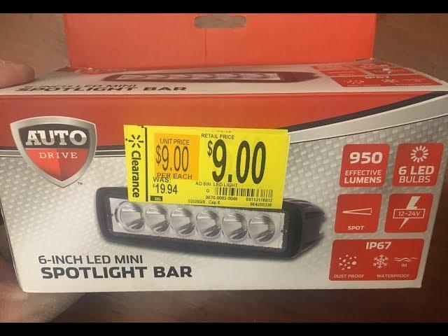 unboxing Autodrive 6" Spotlight bar 950 lumens walmart clearance $9 IP67 6 LED