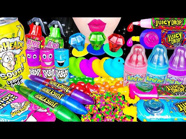 ASMR RAINBOW AMERICAN CANDY JELLY 독특한 미국캔디 먹방 LOLLIPOP, BOTTLE POP CANDY, MARSHMALLOW 반지사탕, 젖병사탕 젤리