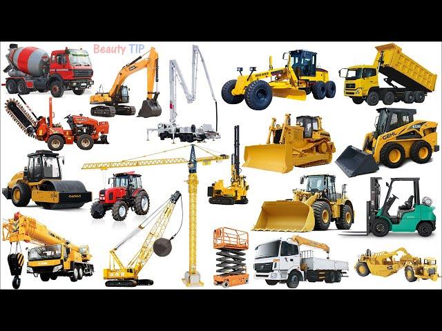 Construction Vehicles Trucks & Equipment Concrete mixer, Excavator, Dump truck, Bulldozer, Excavator