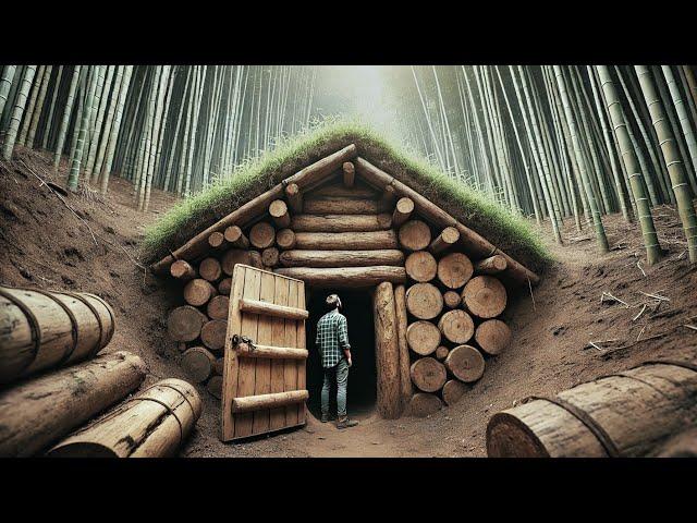 Awesome underground shelter! Built with primitive tools by one guy