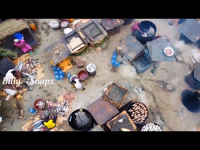 African Biggest Fresh Fish Smoking in James Town | Fresh Fish Smoking in Ghana | How To Smoke Fish