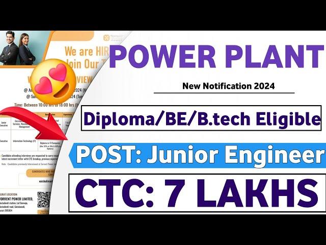 Torrent Power JE Recruitment 2024 | CTC: 7LPA| Diploma/BE/B.tech| Job Vacancy 2024| Latest Mnc Jobs