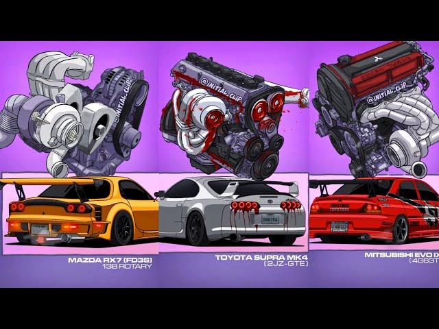 MAZDA RX7 (FO35) 138ROTARY | TOYOTA SUPRA MK4 (2JZ-GTE) | MITSUBISHI EVO IX (4G63T)  #1to10