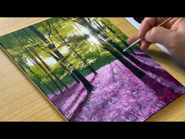 Easy Way to Paint a Pretty Forest / Acrylic Painting