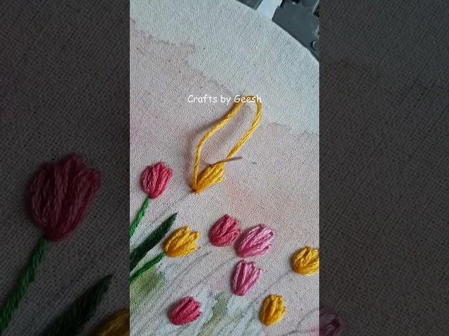 Tulip hand embroidery - Tulips - Lazy Daisy stitch - Spring flowers