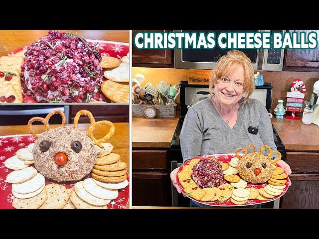 CHRISTMAS CHEESE BALLS APPETIZER (Reindeer & Pomegranate Ornament)