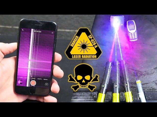 Strongest Handheld Lasers vs iPhone 7 & Nokia 3310!