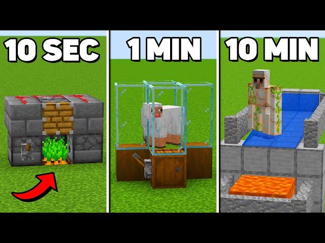 Minecraft Farms in 10 SECONDS, 1 MINUTE & 10 MINUTES!