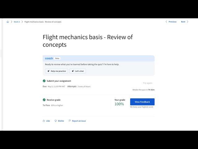 basis Review of concepts | Coursera Fundamentals of Flight mechanics Specialization 2024