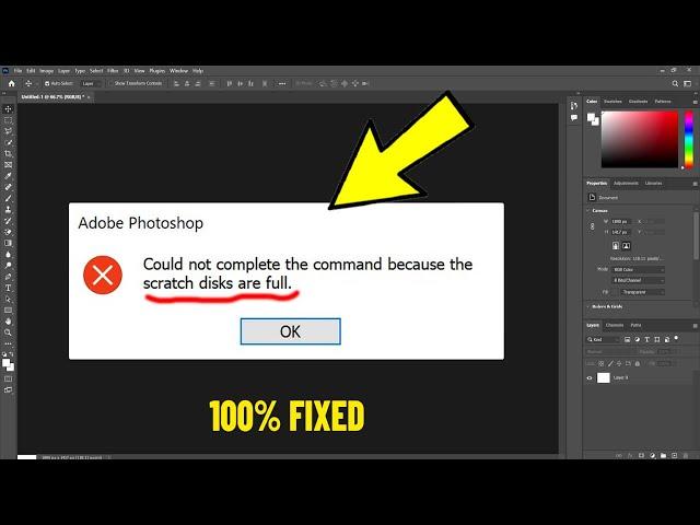 Could not complete the command because the scratch disks are full in Photoshop - How To Fix Error 