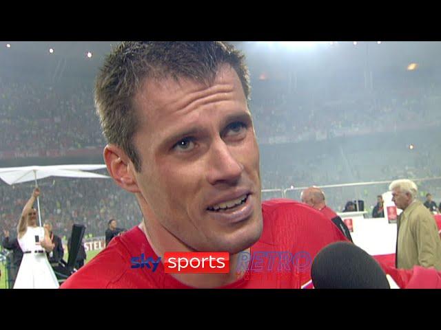 Jamie Carragher after winning the Champions League with Liverpool