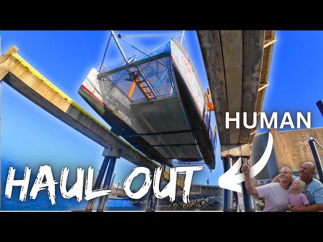 Aluminum Catamaran Haul Out + Tips, Tricks & FAQs & Prepping for Life on the Hard (Ep. 136)