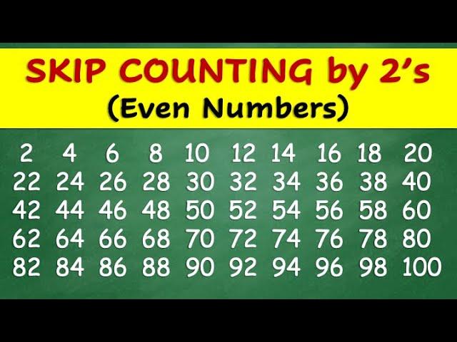 Skip Counting by 2 | Skip Counting by 2's from 2-100 (Even Numbers)