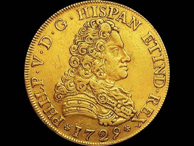 1729 S SPAIN GOLD 8 ESCUDOS  LEGEND ERROR PHILP